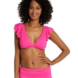 01M.- Island Goddess Ruffle Sleeve Top - Pop Pink.